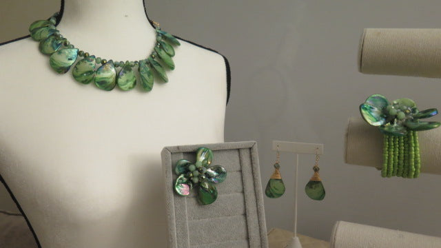 Green Jewelry Set/ Green Necklace Earring, Bracelet and ring set/ Jewelry Set