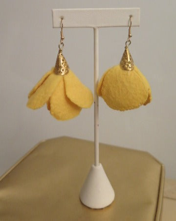 Yellow Felt Flower Earring