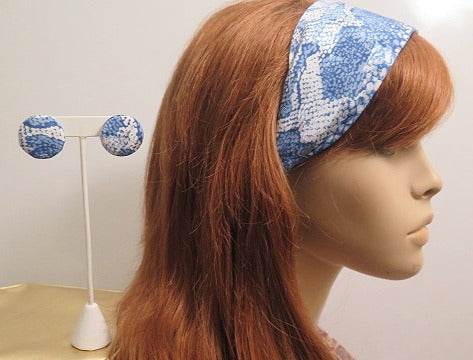 Blue White Headband & Earring