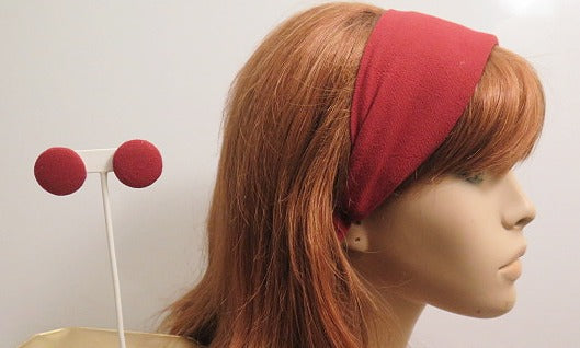 Dark Red Headband & Earring