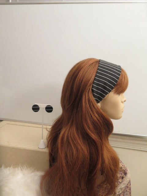 Black White Stripe Headband & Earring