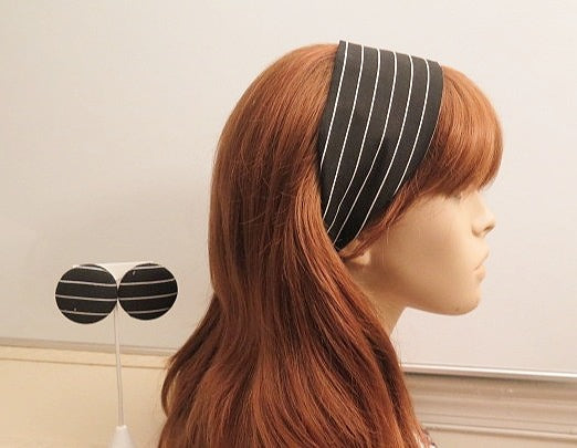 Black White Headband & Earring/ Headband and Earring for Professional Women