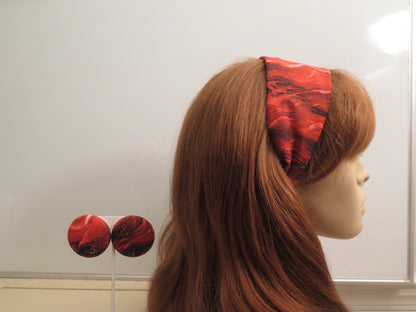 Black Red Headband & Earring/ Red headband and matching Earring/ Headband and Matching Earring