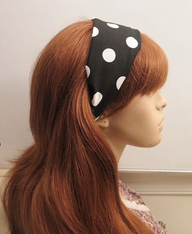 Black White Polka Dot Headband & Earring/ Black White Polka Dot Headband & Matching Earring/ Headband & Earring