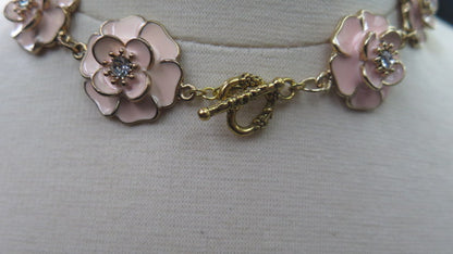 Pink Flower Jewelry Set: Necklace Earring Bracelet and Ring/ Pink Jewelry Set/ Pink Jewelry