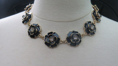 Black Flower Jewelry Set/ Black Flower Jewelry Set: Necklace,Bracelet,Earring and Ring