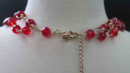 Red Bilayer Necklace/ Red Double Layer Necklace/ Red Necklace/ Red Summer Necklace/ Long Red Necklace