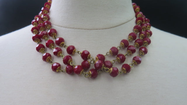 Red Necklace/  Red Wire Wrap Necklace