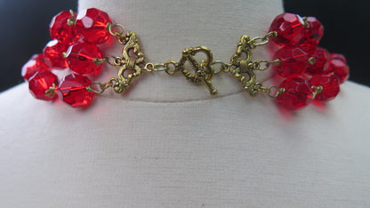 Red Trilayer Necklace/ Red Necklace/ Multilayer Red Necklace