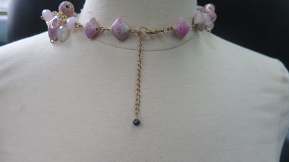 Pink Cluster Necklace/ Pink Necklace/ Grape Inspired Pink Necklace