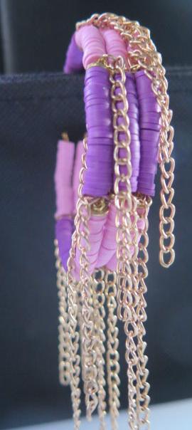 Purple Disc Cuff Bracelet/ Purple Bracelet/ Purple Fringes 3 Layer Cuff Bracelet