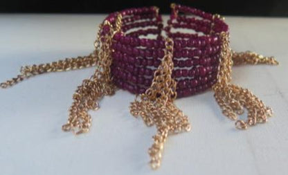 Dark Purle SeedBeads Cuff Bracelet/ Purple Bracelet/ Seed Beads Seven Layer Cuff Bracelet