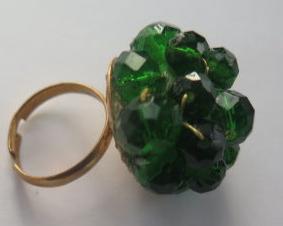 Green Cluster Ring/ Grape - Inspired Green Ring/ Green Beaded Ring/ Green Ring