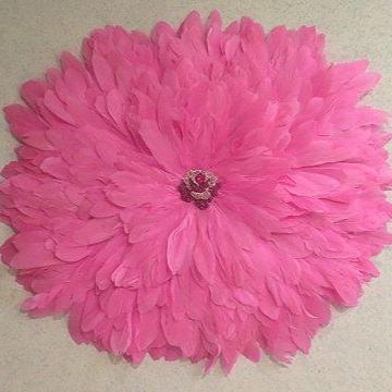 Large 3D pink feather wall art decor for home and events