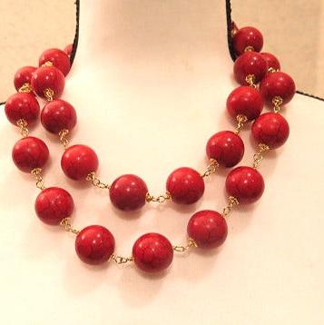 Large red beads necklace