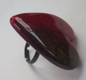 Large red heart shape cocktail ring for women