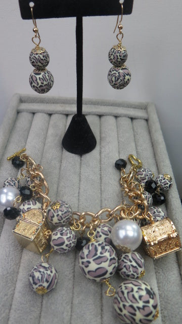 leopard print bracelet and earring