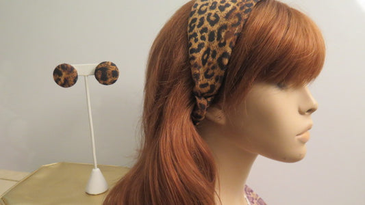 Leopard Print Headband and Matching earring