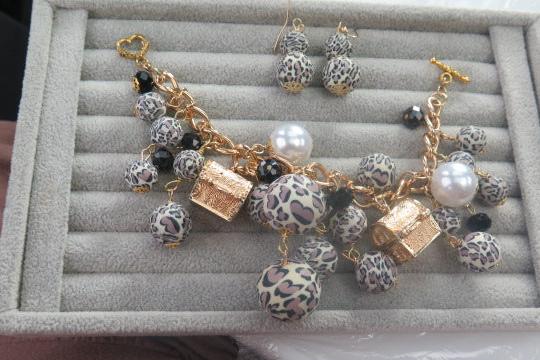 leopard print earring and bracelet