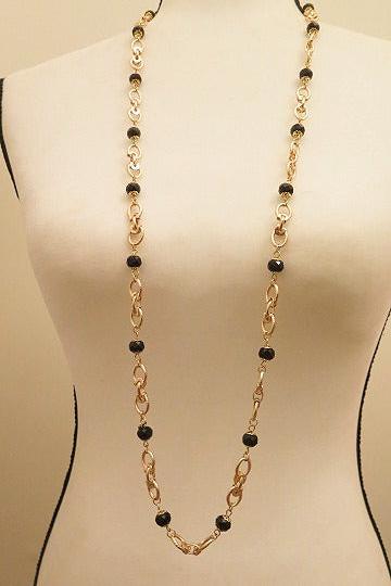 long Black chain designed with black beads