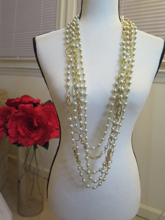 multilayer Pearl long necklace