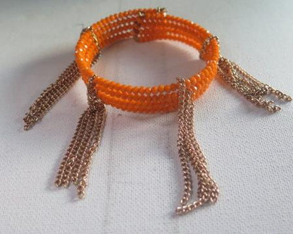 orange color fringes cuff bracelet