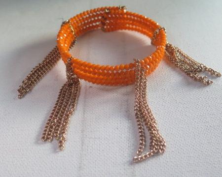 orange color fringes cuff bracelet