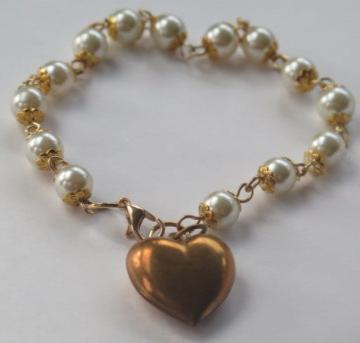 Pearl gold wire wrap bracelet for women