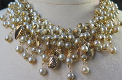 Pearl Gold cluster necklace