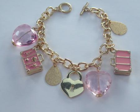 Pink Charm Gold bracelet