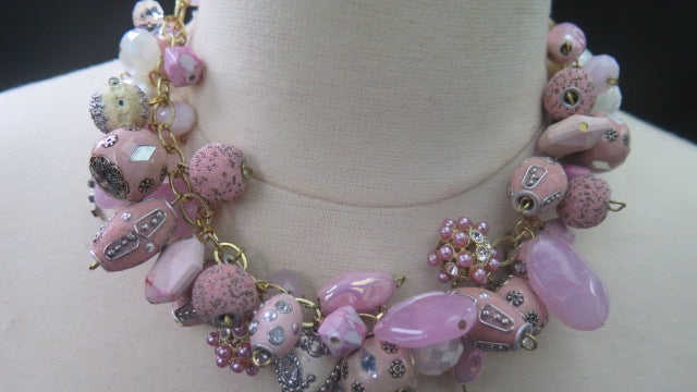 Pink cluster grape inspired necklace for women