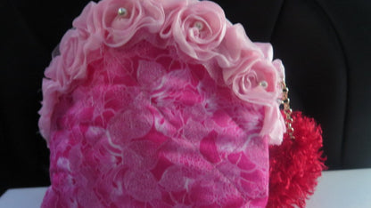 Pink floral toiletry and makeup pouch bag for women