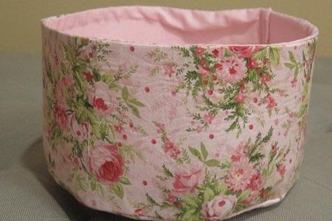 Pink flower storage kitchen basket and matching towel set