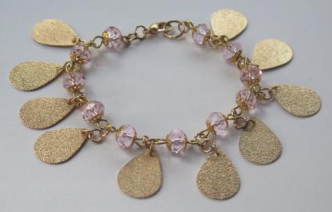 Pink and gold charm bracelet for women