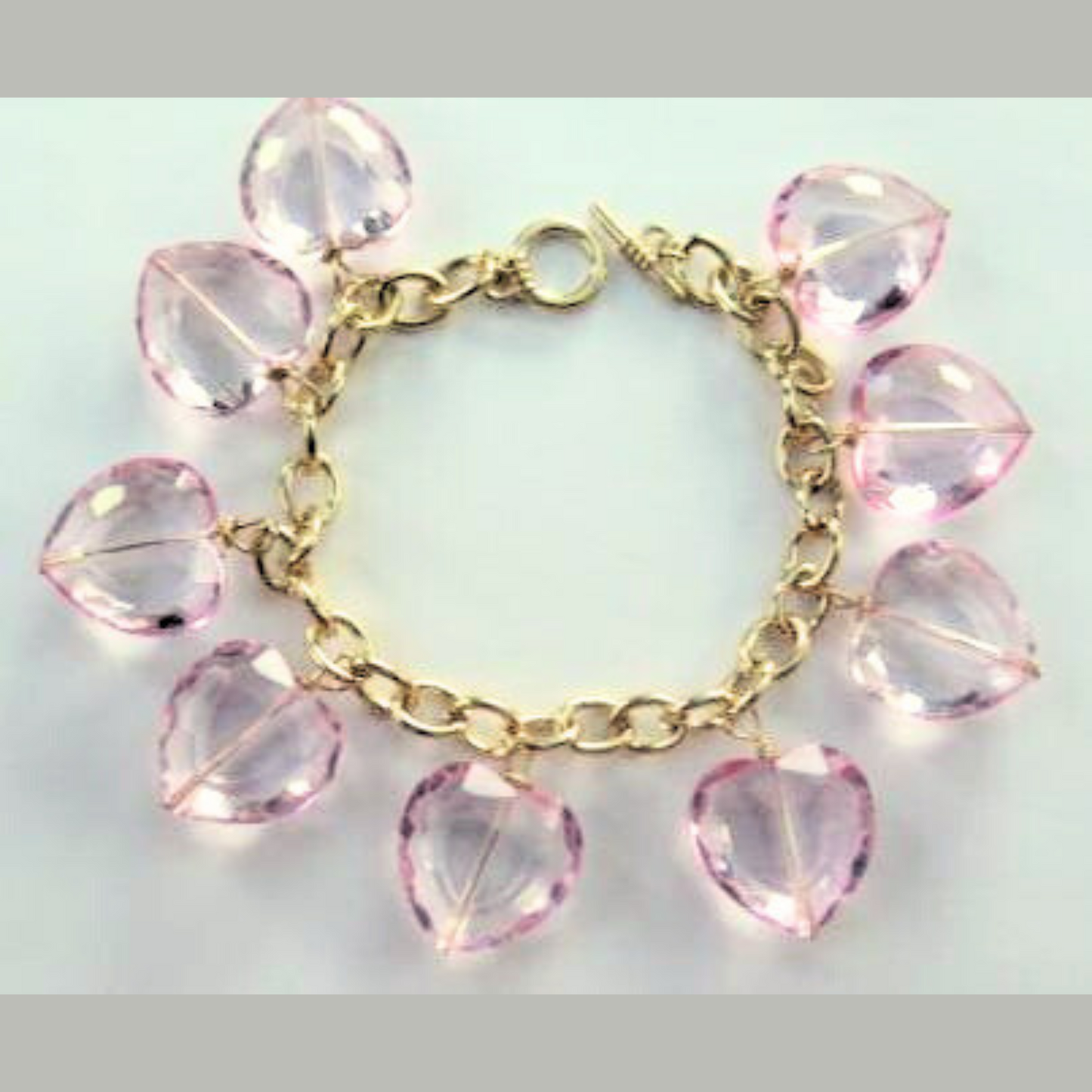 Pink heart shape charm bracelet for women
