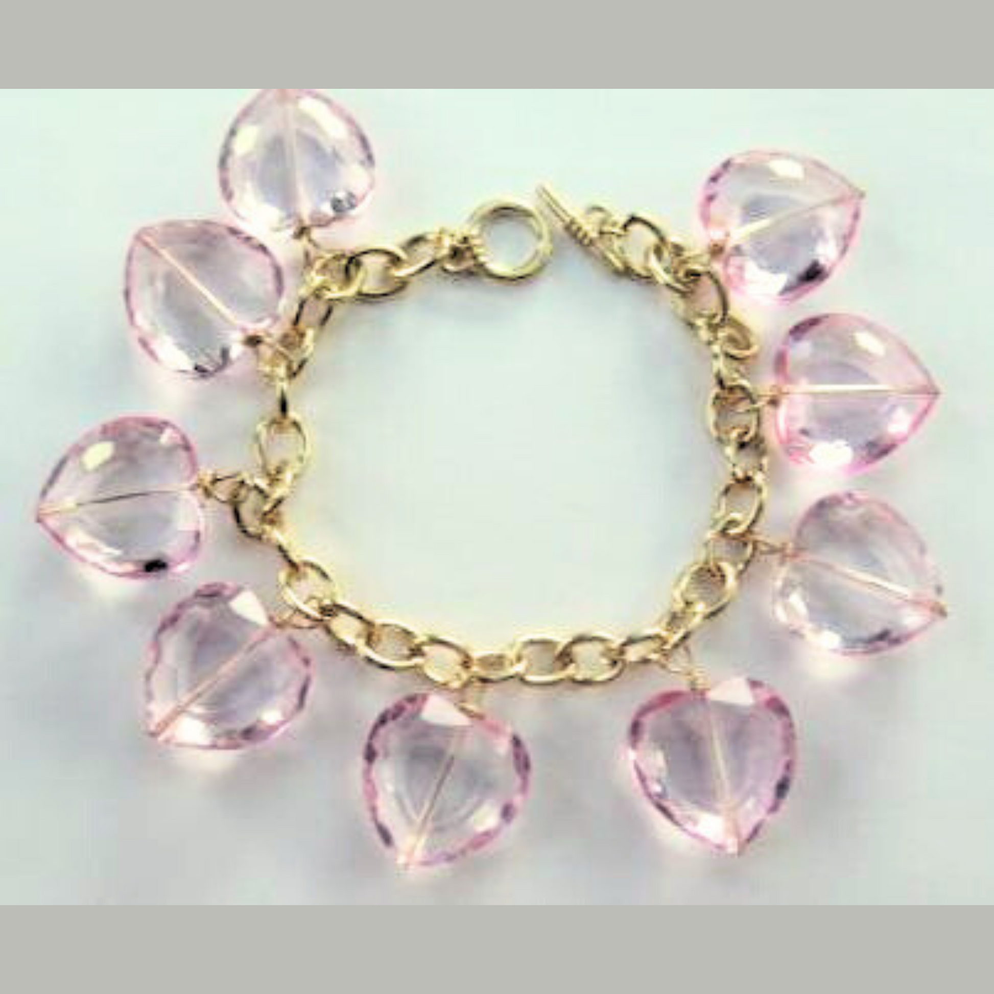 Pink heart shape charm bracelet for women