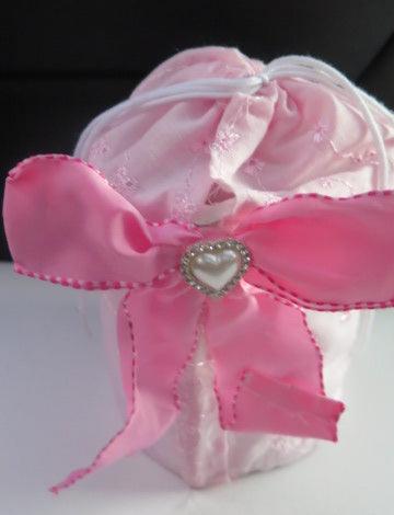 Pink round bow cosmetic storage and travel bag for women