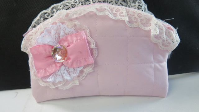 Pink bow multifunctional makeup and toiletry bag for women