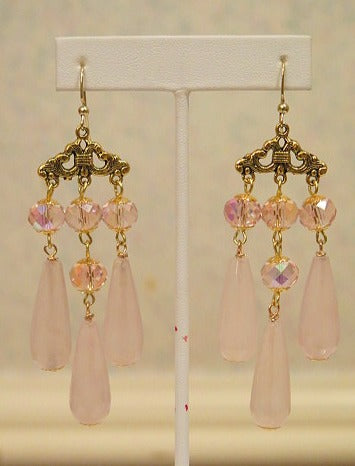 pink teardrop Chandeliere earring