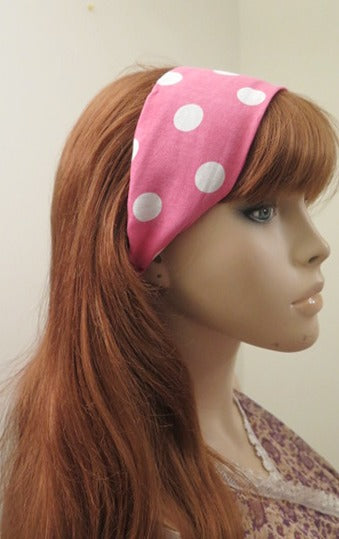 pink white dots headband