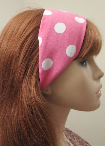 pink white polka dot headand