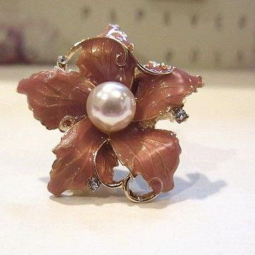 Brown Flower Ring/ Brown Ring/ Large Flower Ring/ Flower Ring