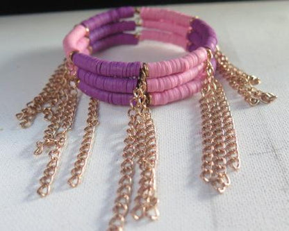 purple cuff fringes bracelet