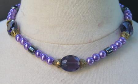 Purple String Beaded Necklace