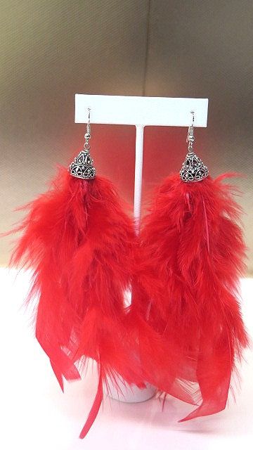 red Feather Earring