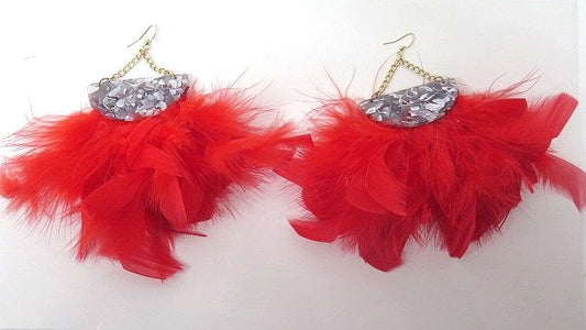 Red Feather earring