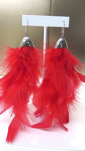 Red Feather Exotic Earring