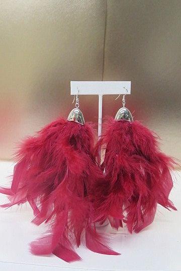 dark red feather earring