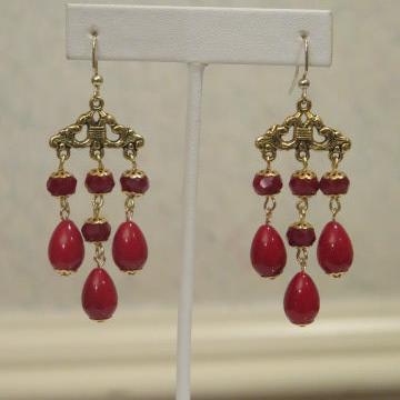 Red Chandelier Earring