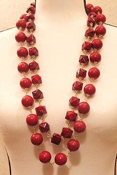 red double large Beads necklace